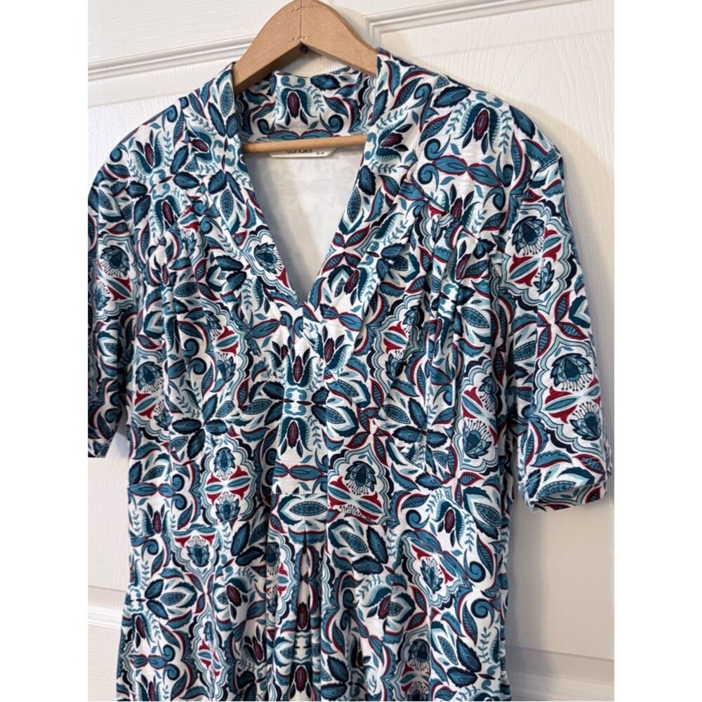 eShakti Blue & Red Boho Midi Dress XL